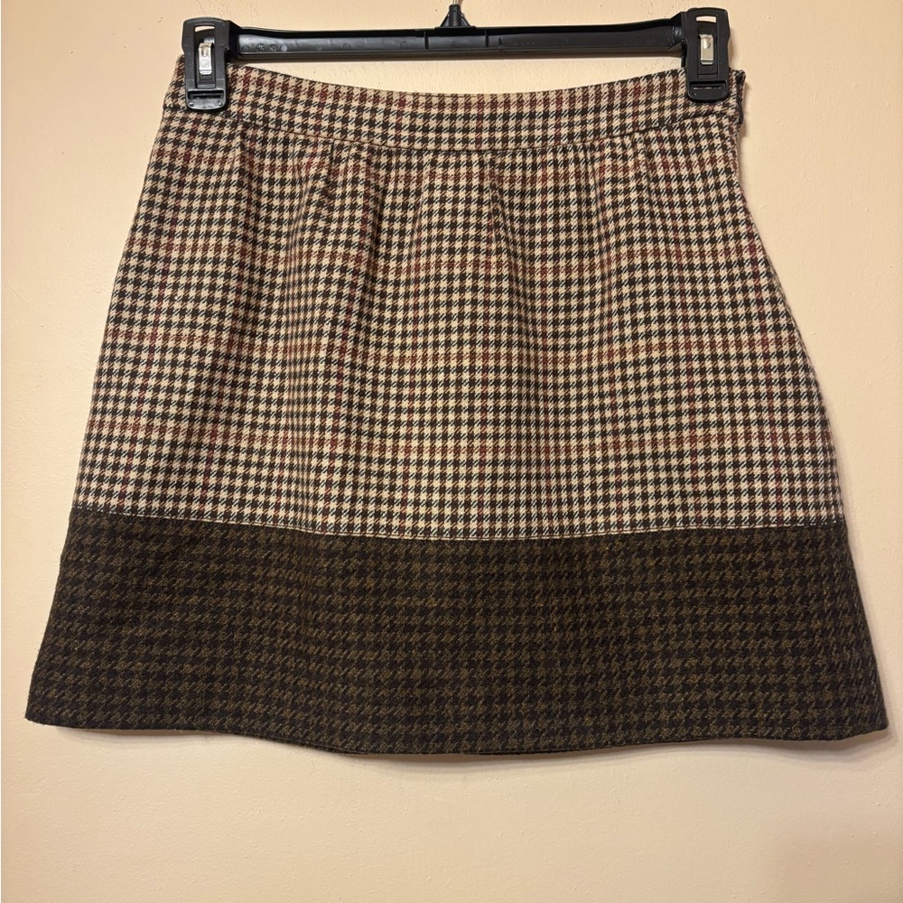 J. Crew A-Line mini wool blend Skirt in Brown and Cream  size 4